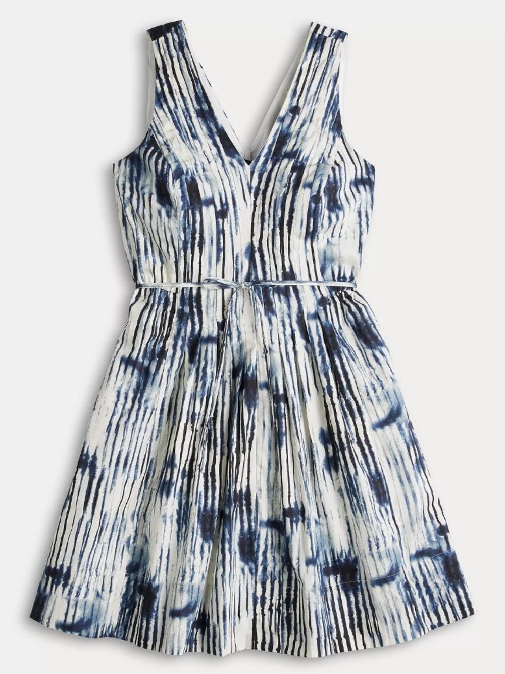 NEW Simply Vera Vera Wang Sleeveless V-Neck Pleated White/Navy Mini Dress Small